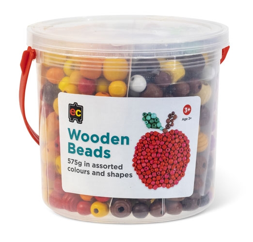 Wooden Beads Asst Cols & Shapes 540gm Tub